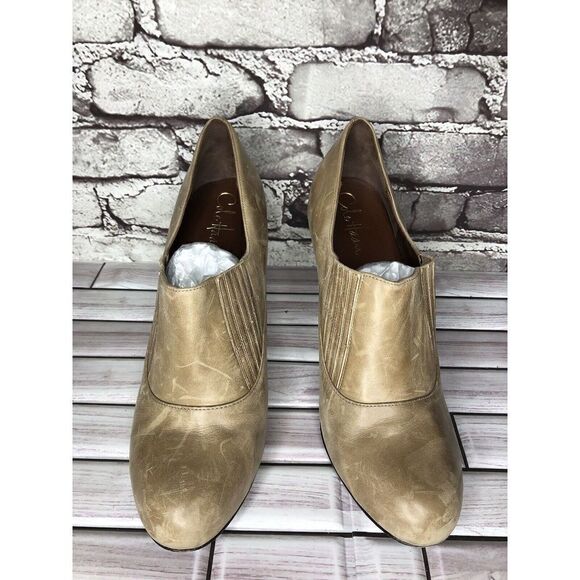 Cole Haan Taupe Leather Low Cut Ankle Bootie Stiletto Heels Women Sz 10B US/41EU - Picture 5 of 16